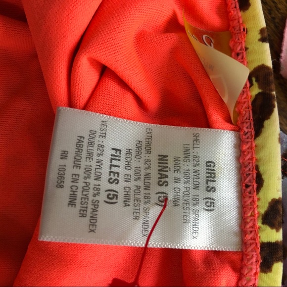 Girls neon animal print swimsuit bikini set - Picture 3 of 4